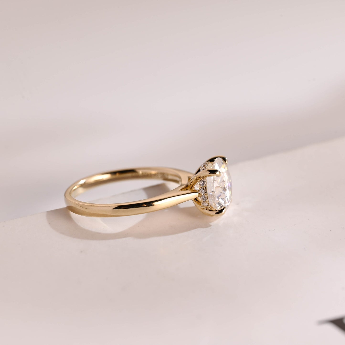 2.5 CT Round Cut Hidden Halo Moissanite Engagement Ring