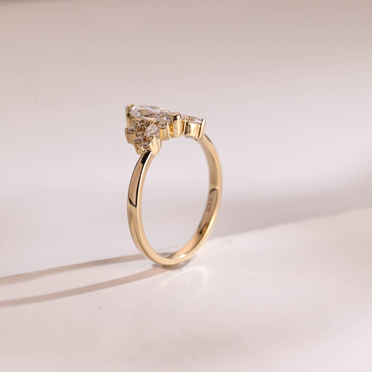 0.5 CT Marquise Cut Cluster Moissanite Engagement Ring