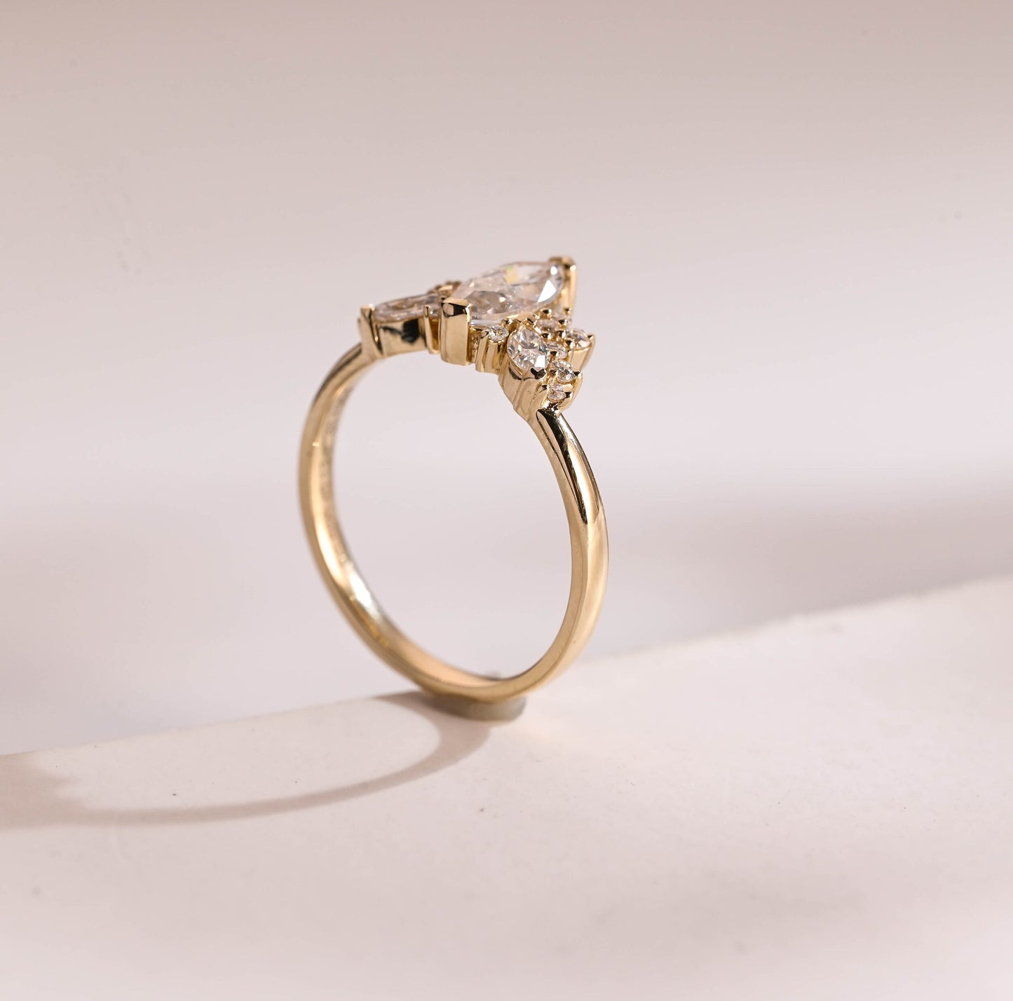 0.5 CT Marquise Cut Cluster Moissanite Engagement Ring