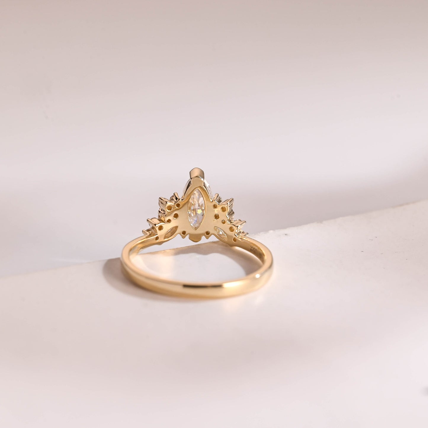 0.5 CT Marquise Cut Cluster Moissanite Engagement Ring