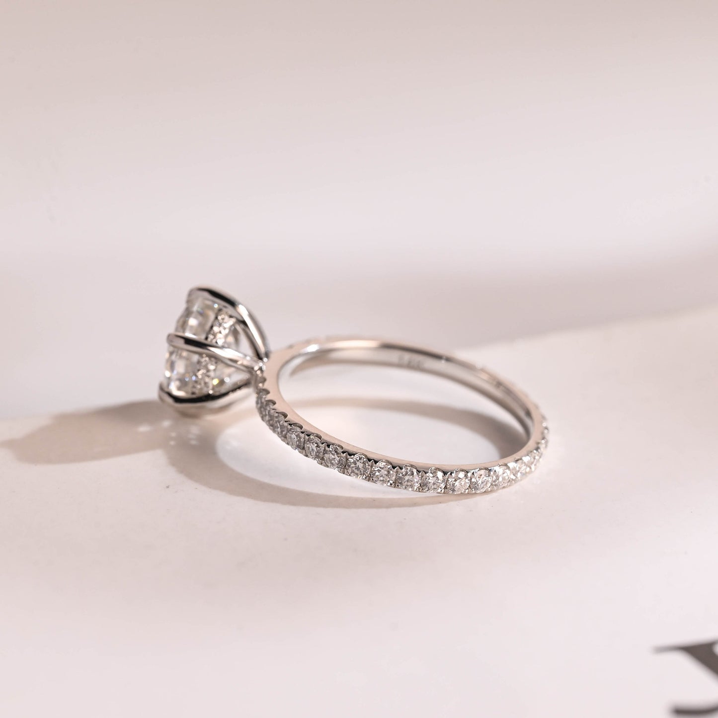 1.0 CT Round Cut Hidden Halo Moissanite Engagement Ring