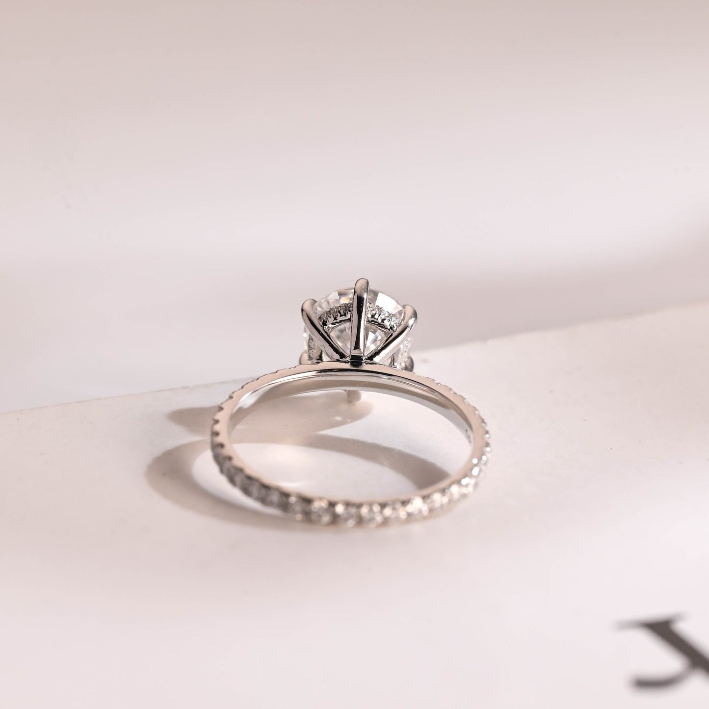 1.0 CT Round Cut Hidden Halo Moissanite Engagement Ring