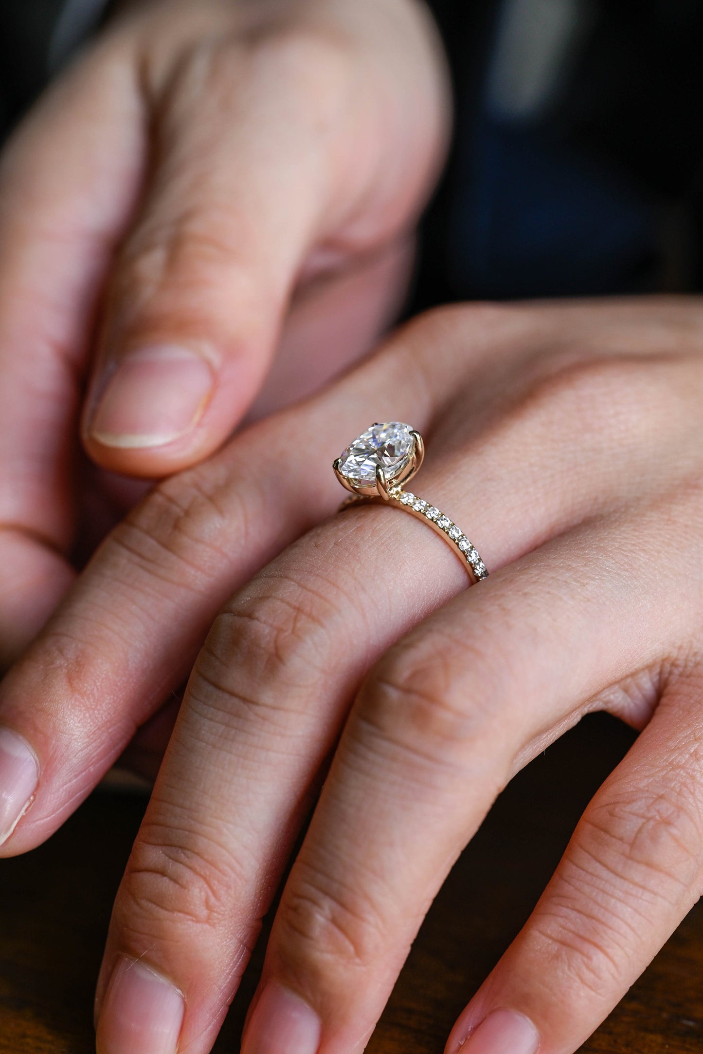 2.5 CT Oval Cut Pave Moissanite Engagement Ring