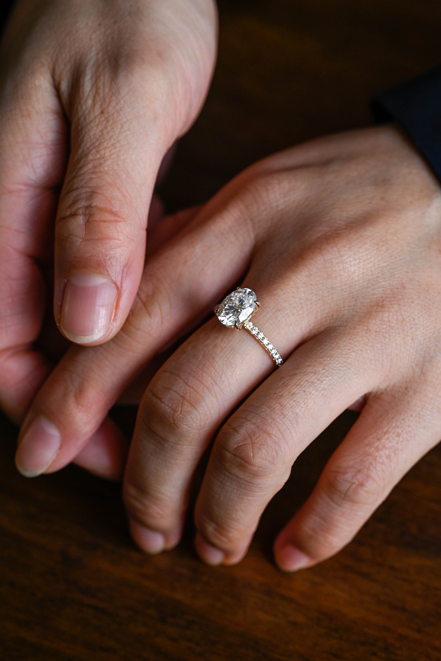 2.5 CT Oval Cut Pave Moissanite Engagement Ring