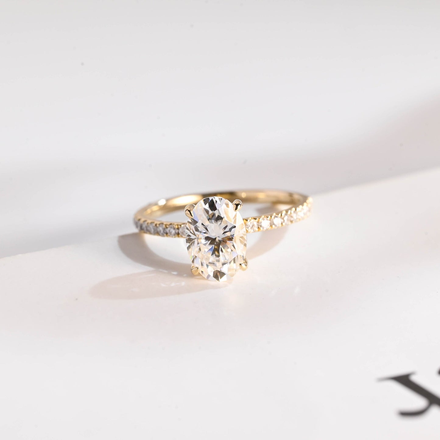 2.5 CT Oval Cut Pave Moissanite Engagement Ring