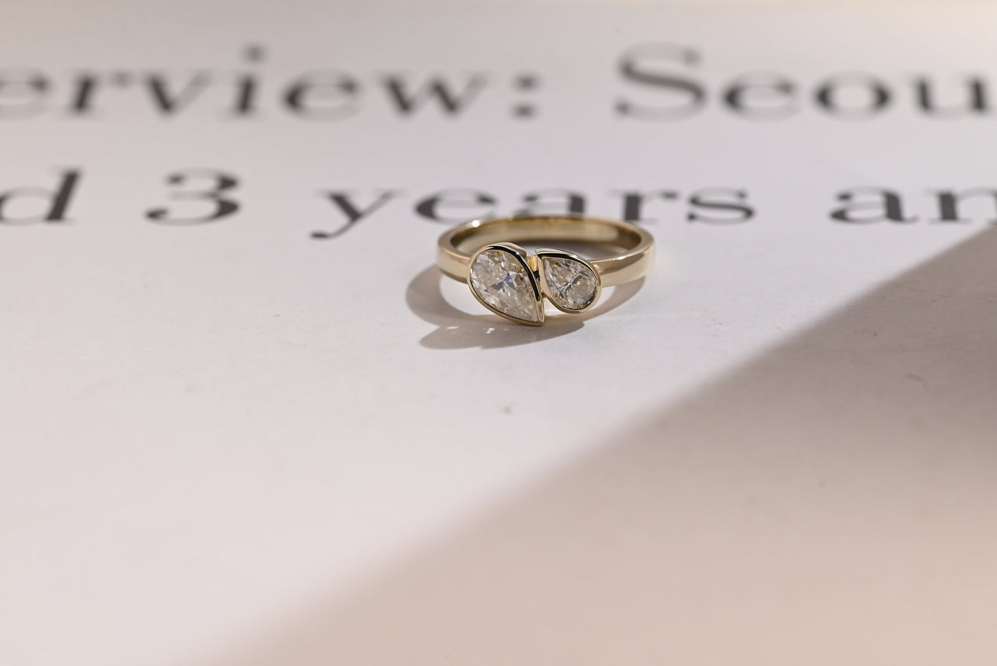 1.0 CT Pear Cut Two Stone Moissanite Engagement Ring