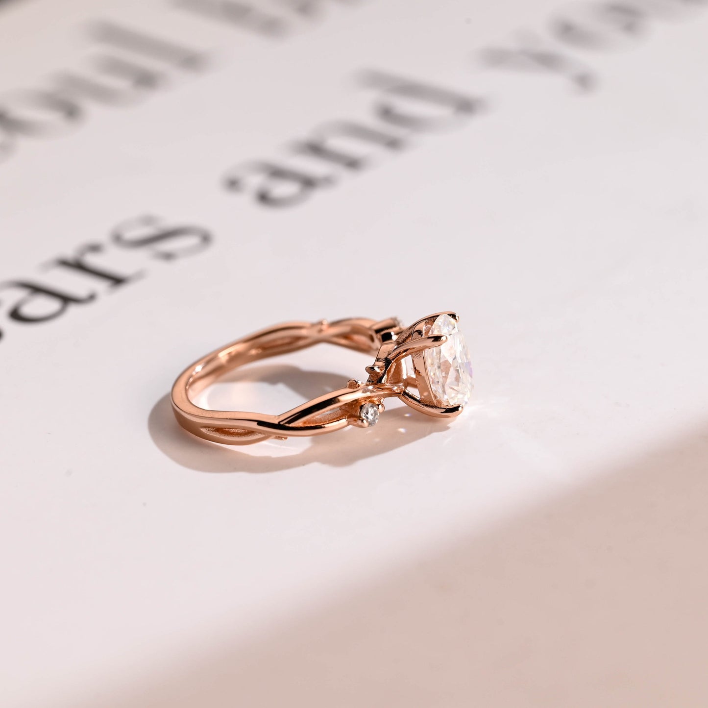 1.5 CT Oval Cut Twisted Moissanite Engagement Ring