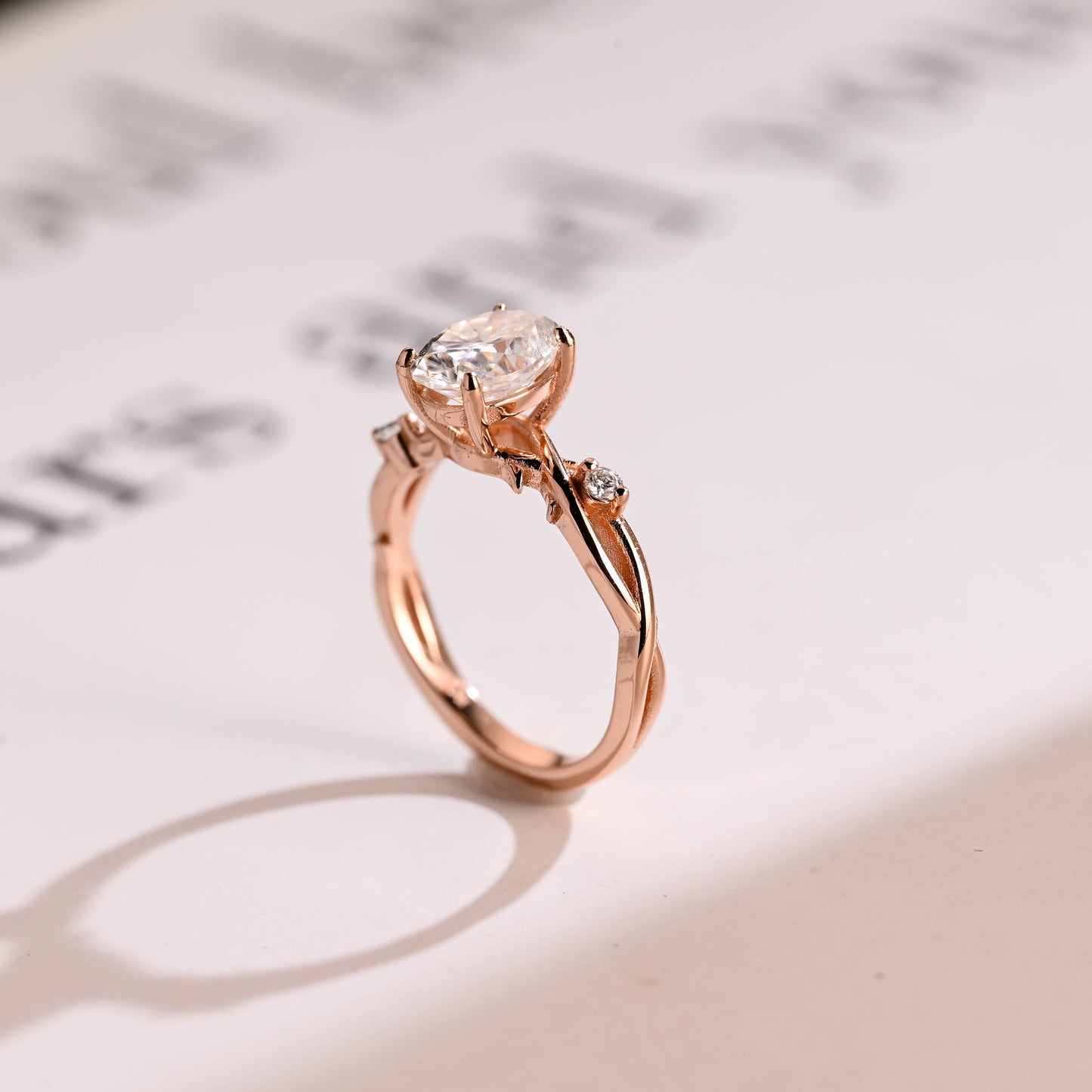 1.5 CT Oval Cut Twisted Moissanite Engagement Ring