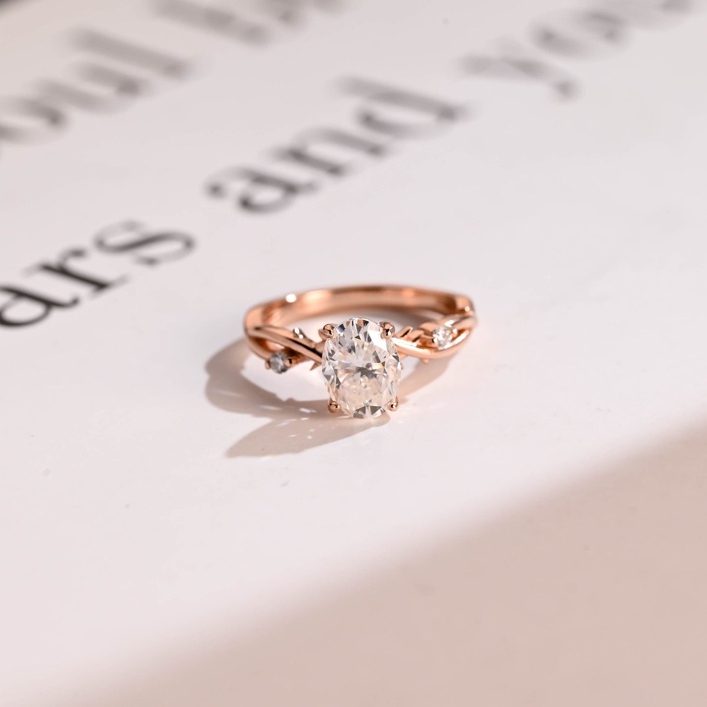 1.5 CT Oval Cut Twisted Moissanite Engagement Ring