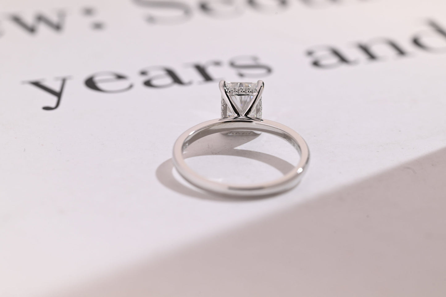 1.0 CT Radiant Cut Hidden Halo Moissanite Engagement Ring