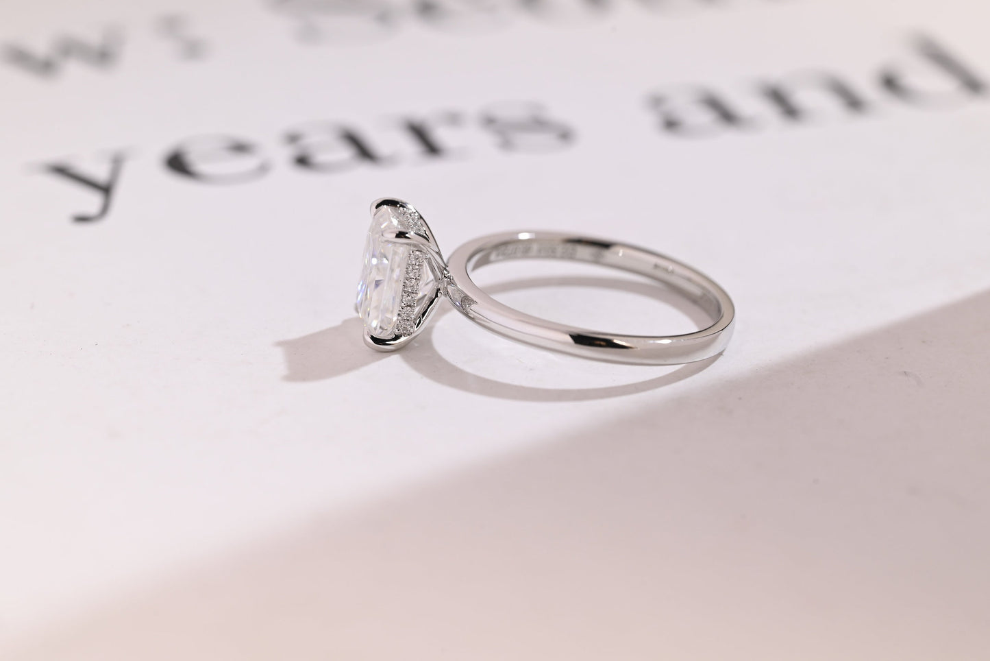 1.0 CT Radiant Cut Hidden Halo Moissanite Engagement Ring