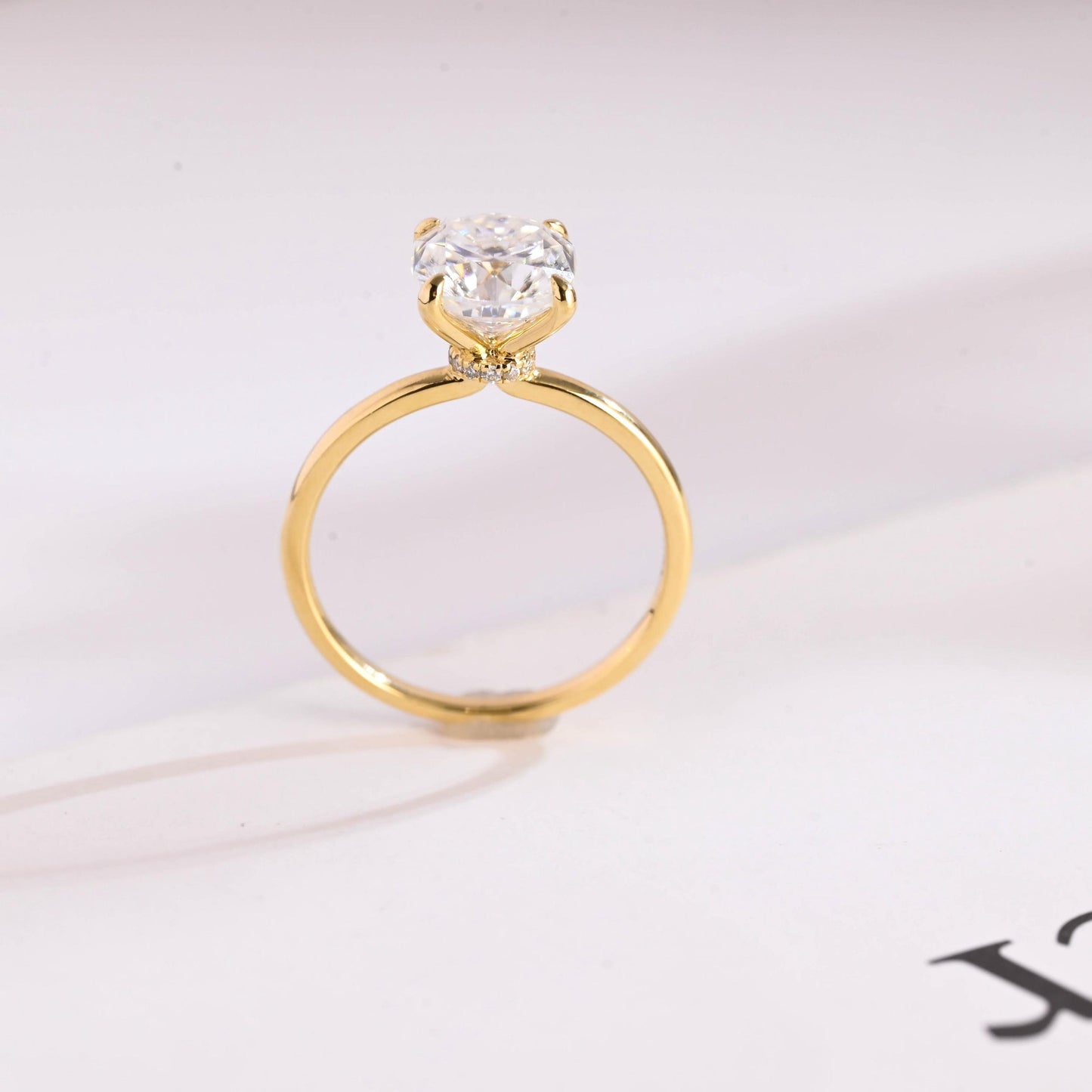 3.0 CT Round Cut Hidden Halo Moissanite Engagement Ring
