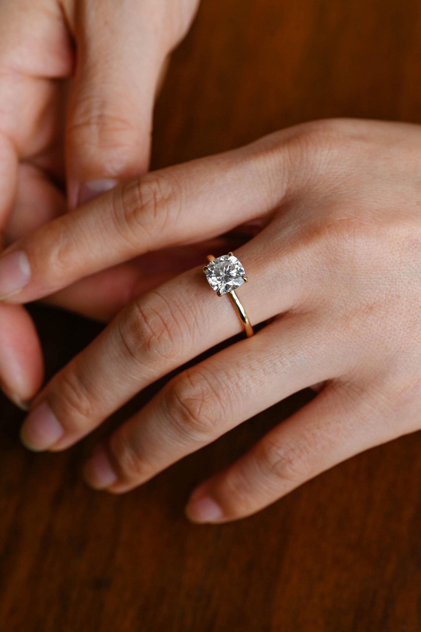 3.0 CT Round Cut Hidden Halo Moissanite Engagement Ring