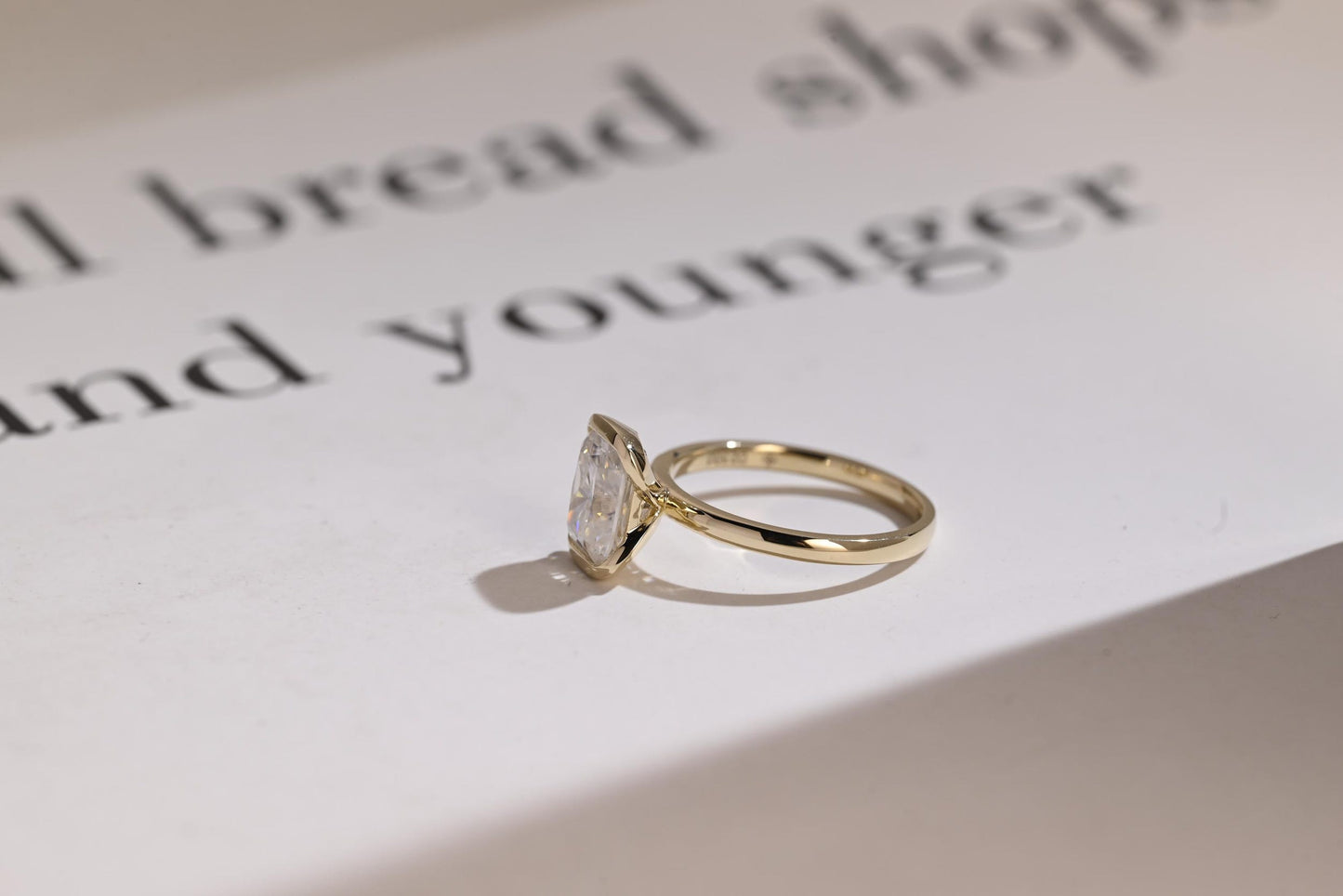 0.80 CT Radiant Cut Half Bezel Moissanite Engagement Ring