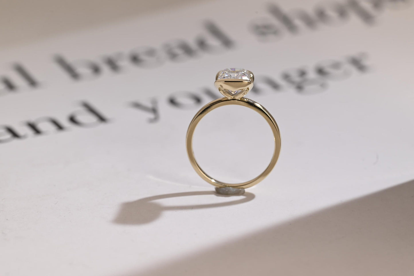 0.80 CT Radiant Cut Half Bezel Moissanite Engagement Ring