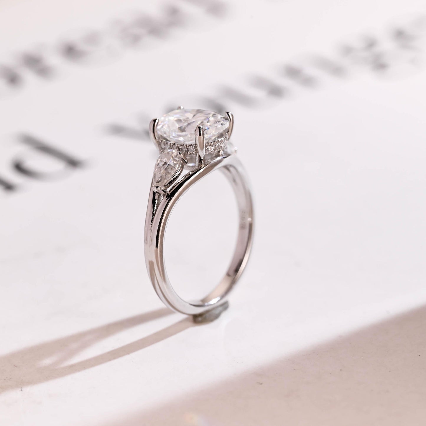 2.0 CT Oval Cut Three Stone Moissanite Engagement Ring