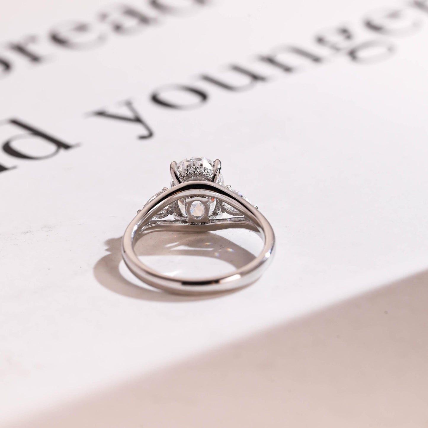 2.0 CT Oval Cut Three Stone Moissanite Engagement Ring