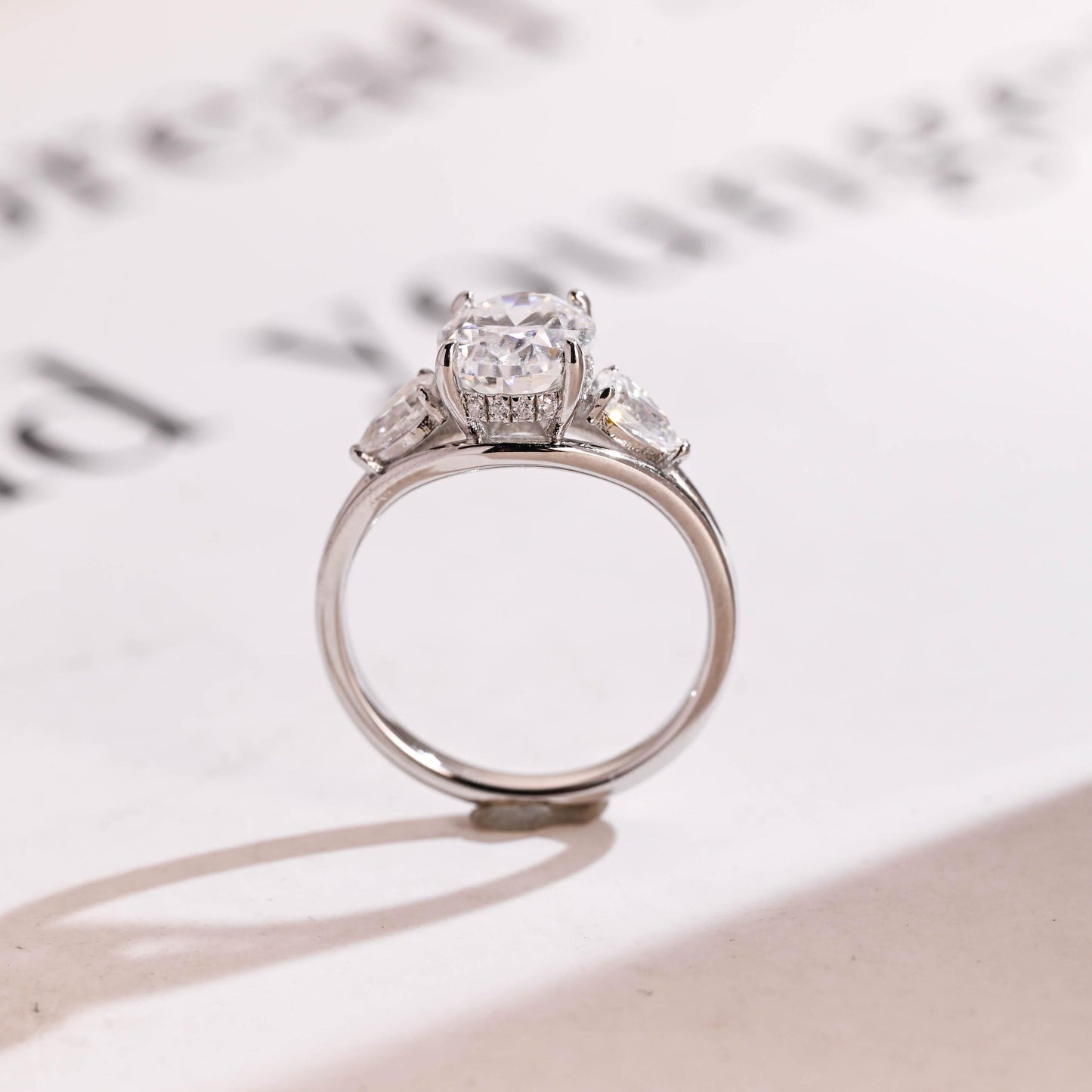 2.0 CT Oval Cut Three Stone Moissanite Engagement Ring