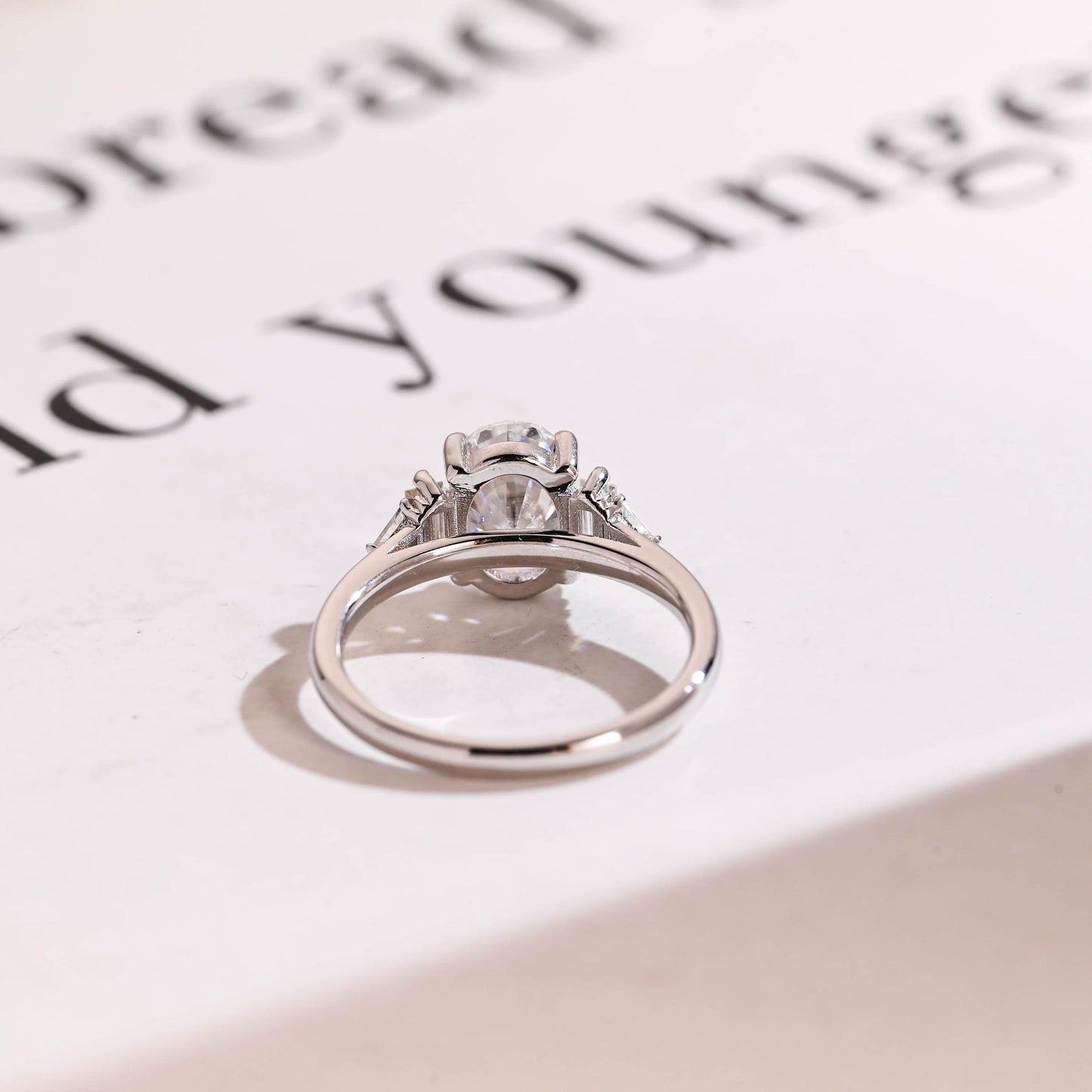 1.5 CT Oval Cut Three Stone Moissanite Engagement Ring