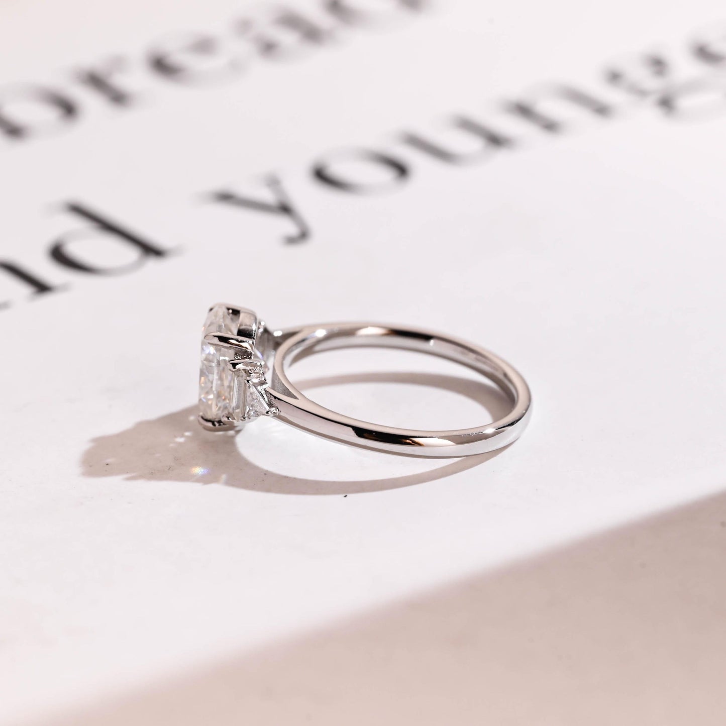 1.5 CT Oval Cut Three Stone Moissanite Engagement Ring