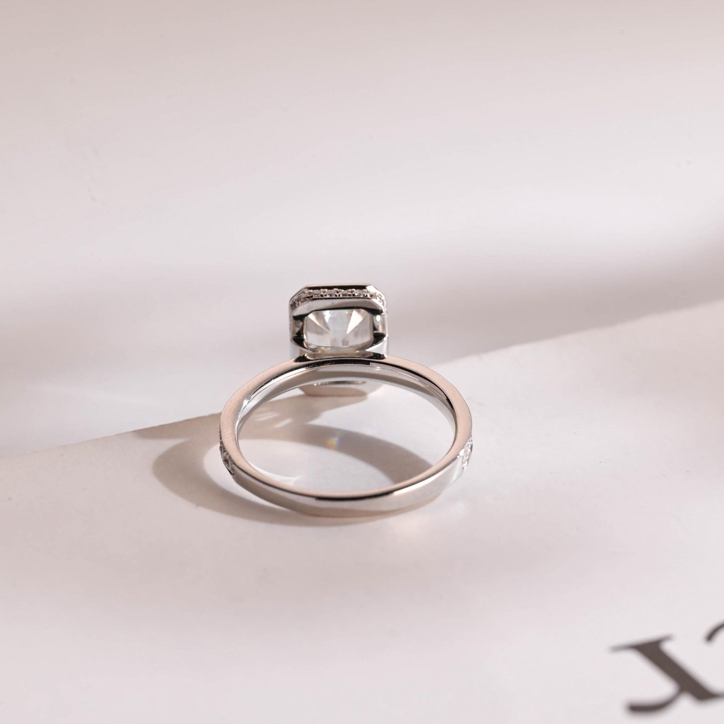 2.0 CT Emerald Cut Bezel Moissanite Engagement Ring