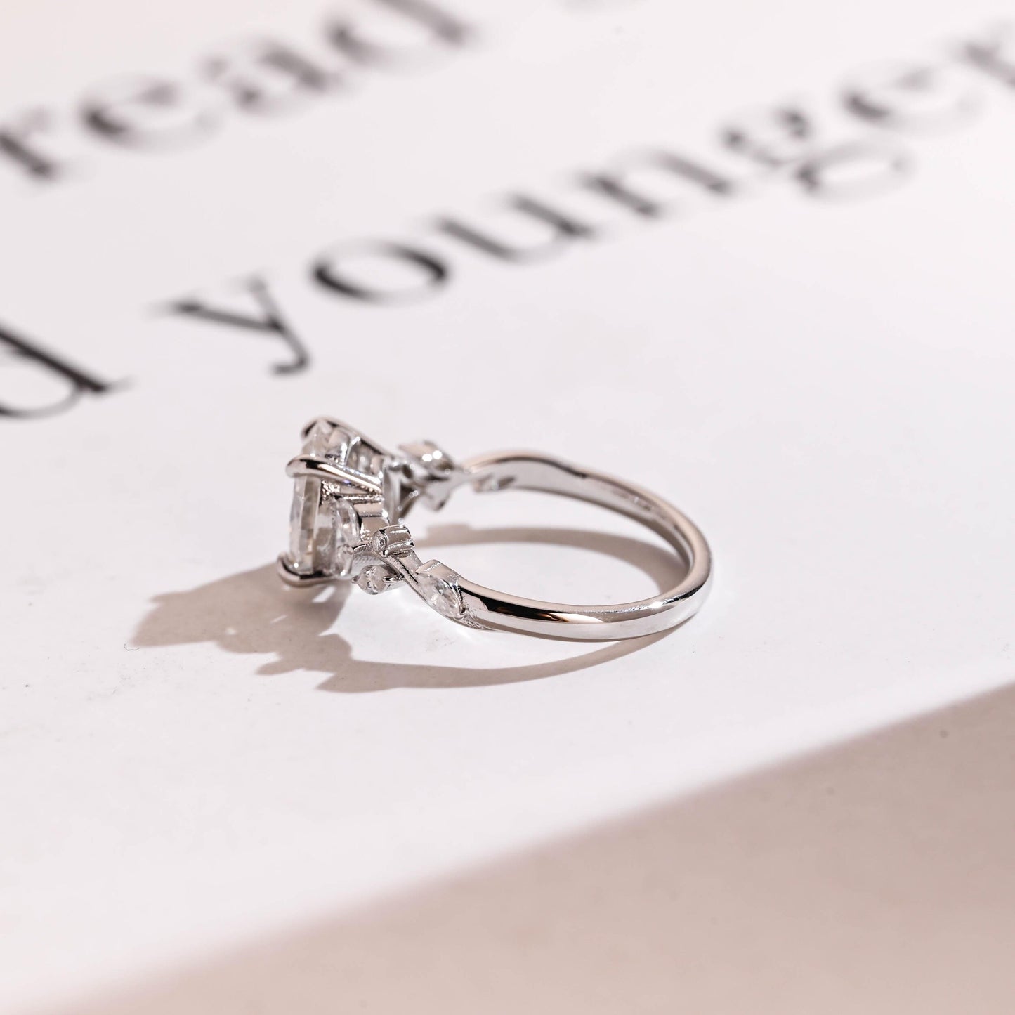 2.0 CT Oval Cut Cluster Moissanite Engagement Ring