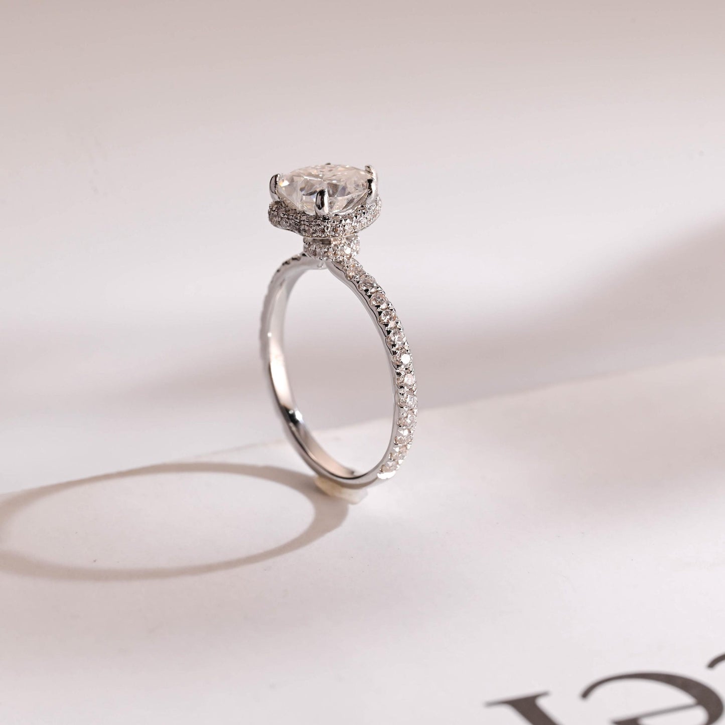 3.0 CT Heart Cut Halo Moissanite Engagement Ring