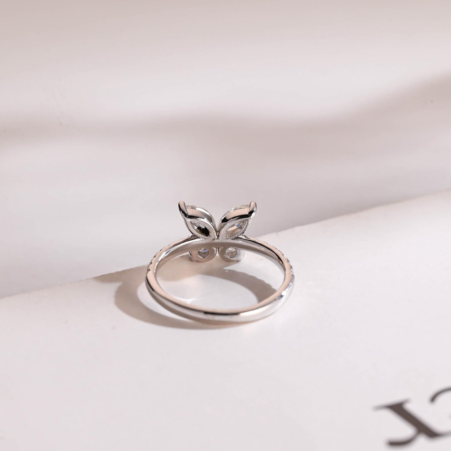 1.30 TCW Marquise & Round Cut Moissanite Engagement Ring