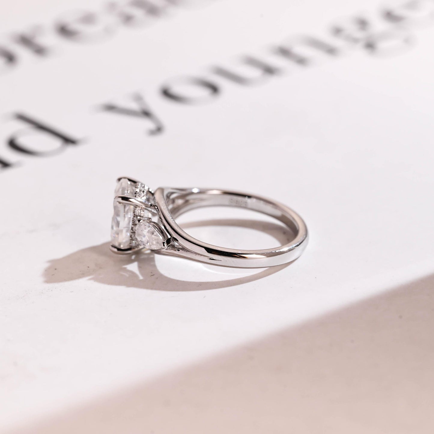 2.0 CT Oval Cut Three Stone Moissanite Engagement Ring