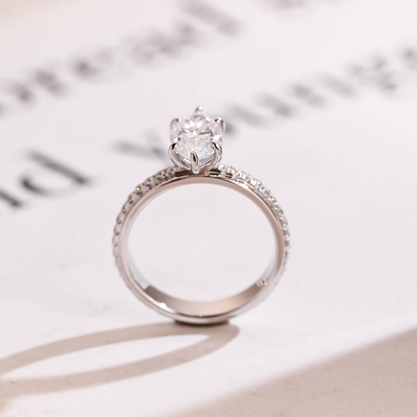 2.0 CT Marquise Cut Pave Moissanite Engagement Ring