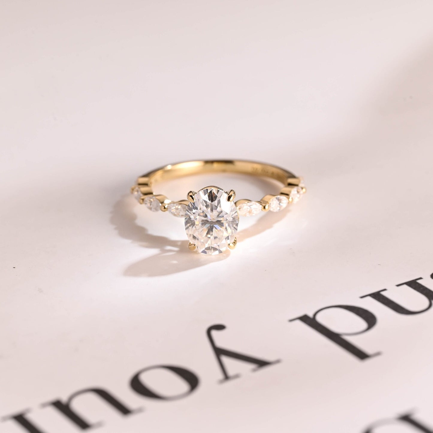 1.5 CT Oval Cut Pave Moissanite Engagement Ring