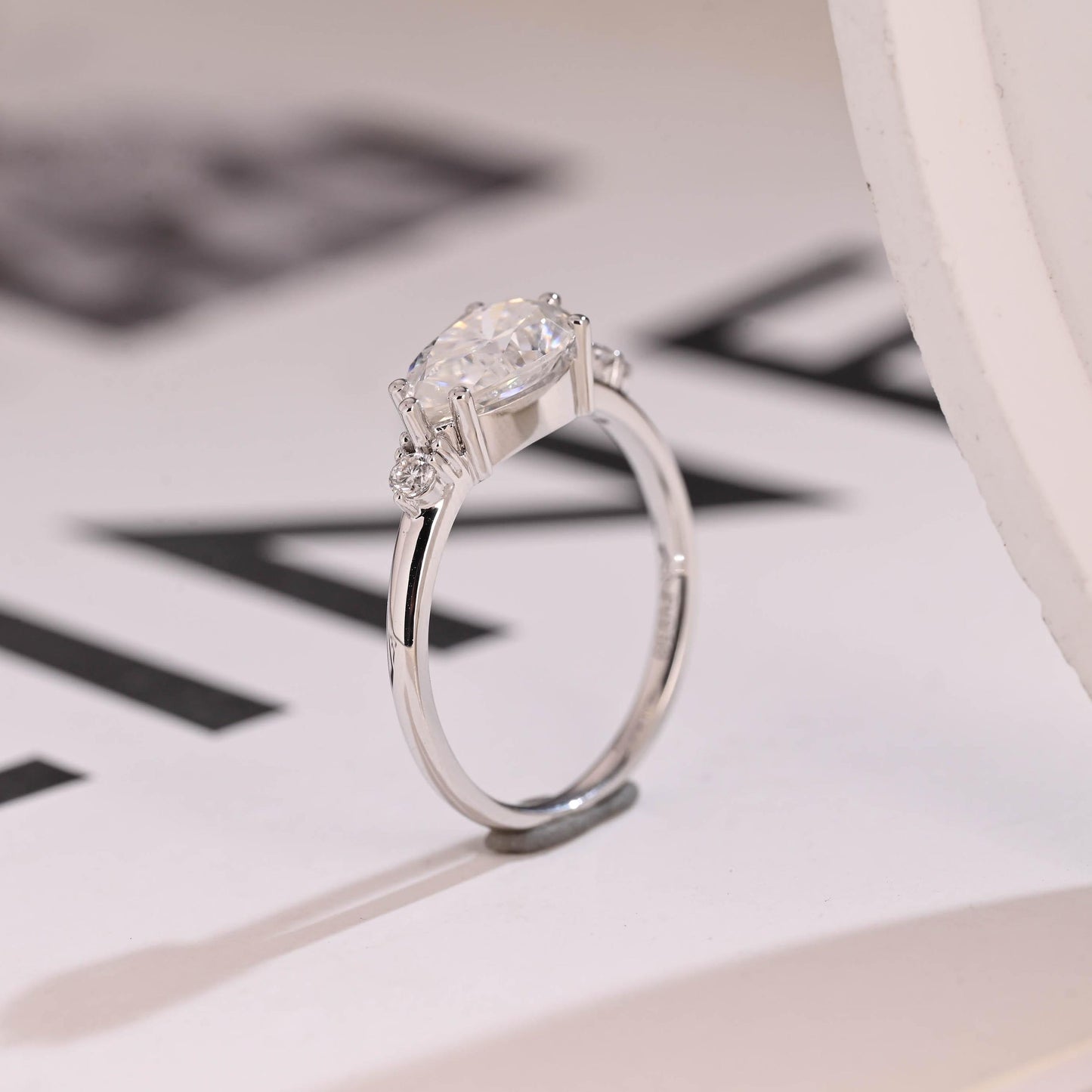 0.8 CT Pear Cut Cluster Moissanite Engagement Ring