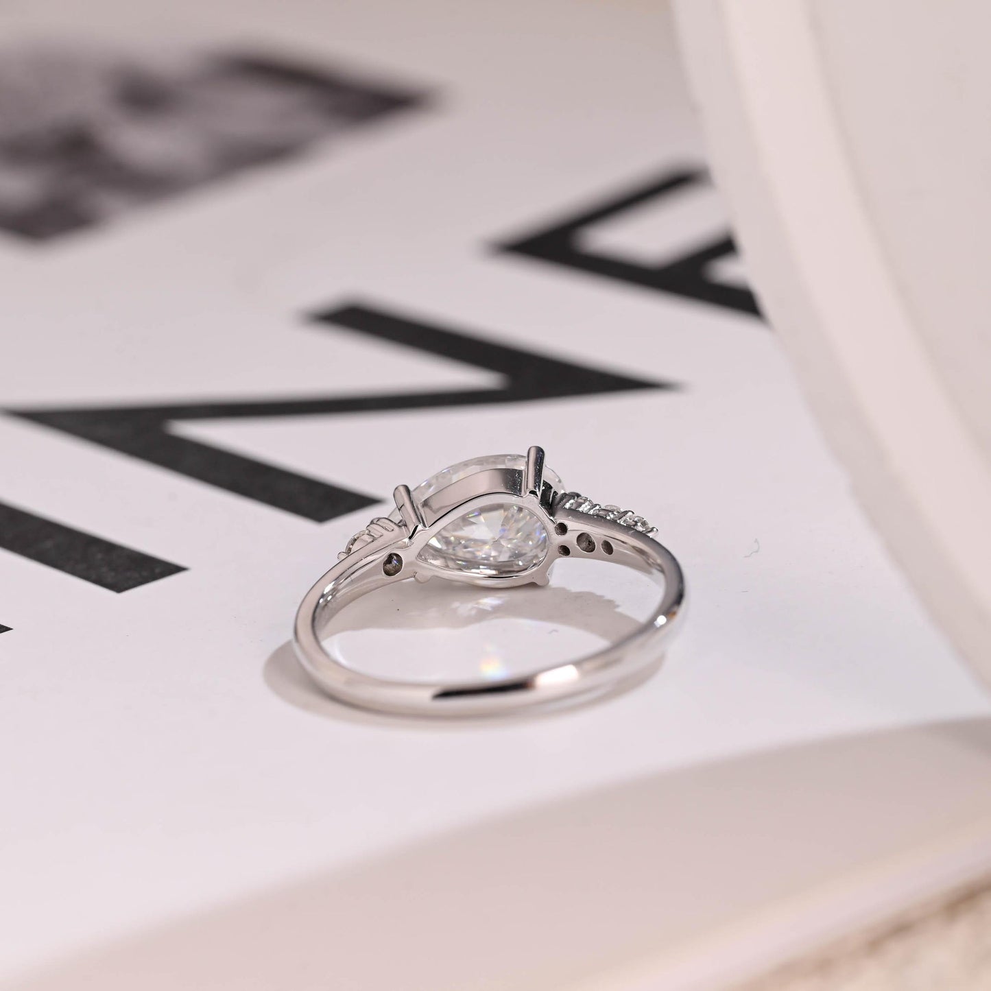 0.8 CT Pear Cut Cluster Moissanite Engagement Ring