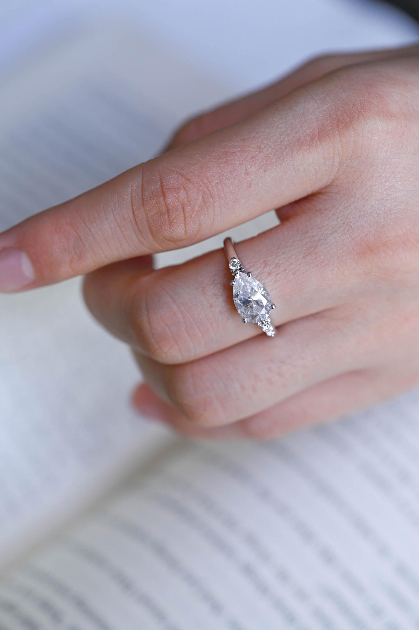 0.8 CT Pear Cut Cluster Moissanite Engagement Ring