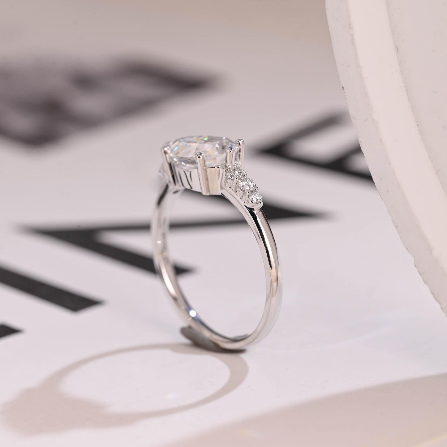 0.8 CT Pear Cut Cluster Moissanite Engagement Ring
