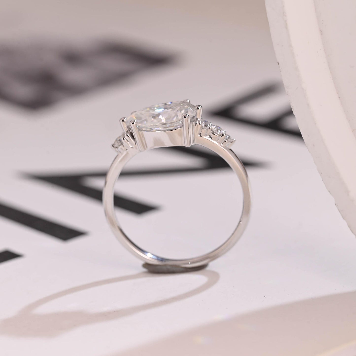 0.8 CT Pear Cut Cluster Moissanite Engagement Ring