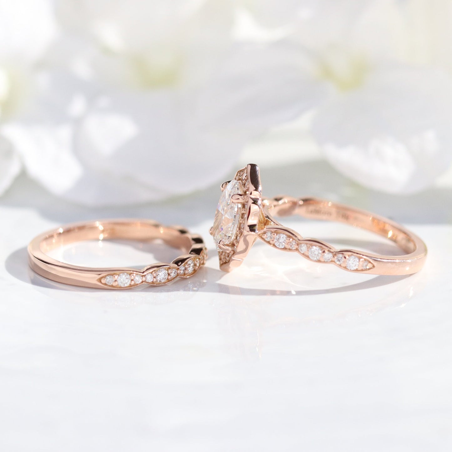 Hazel- 2.0 CT Oval Moissanite Halo & Pave Bridal Ring Set