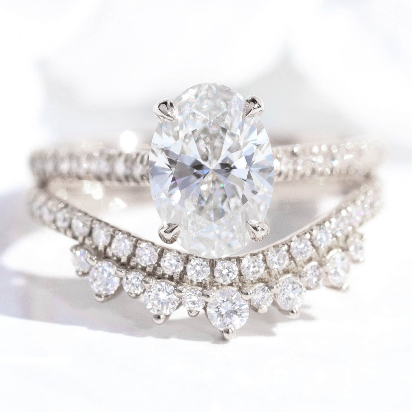Brooklyn- 1.20 CT Oval Moissanite Pave Bridal Ring Set