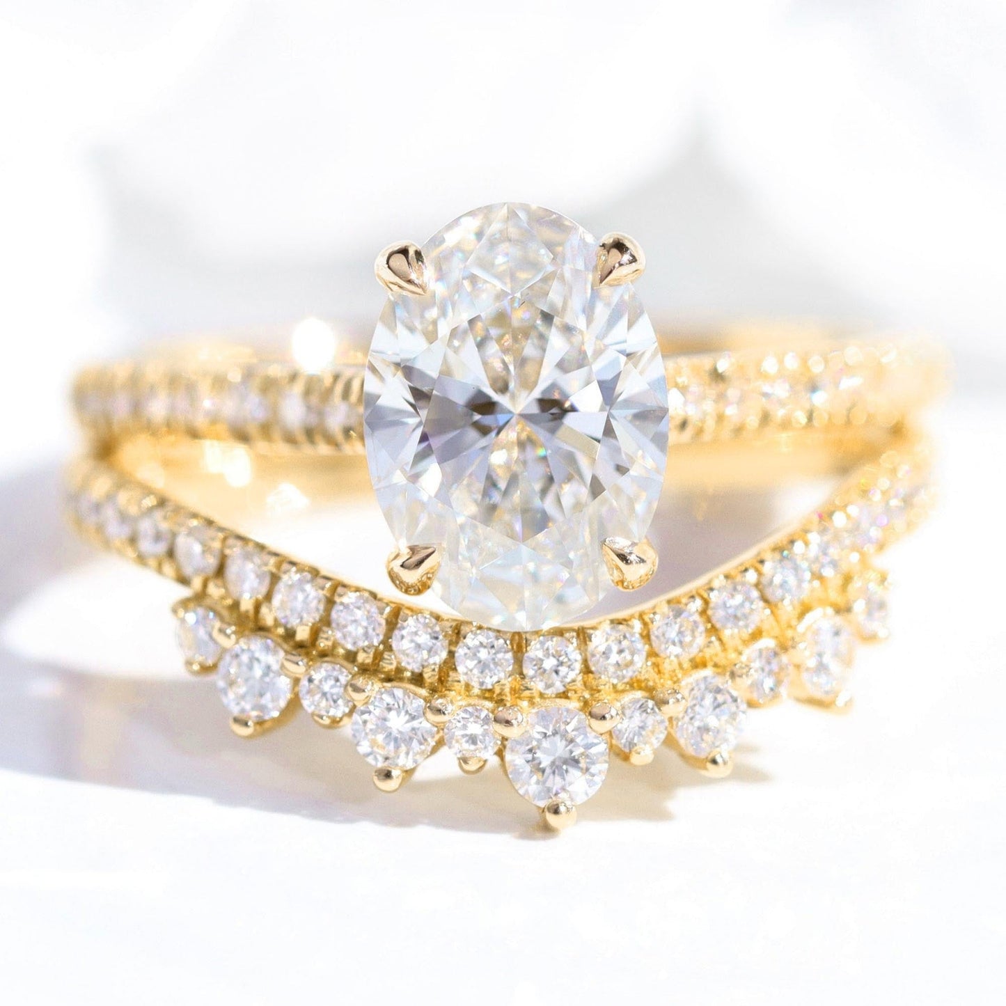 Brooklyn- 1.20 CT Oval Moissanite Pave Bridal Ring Set