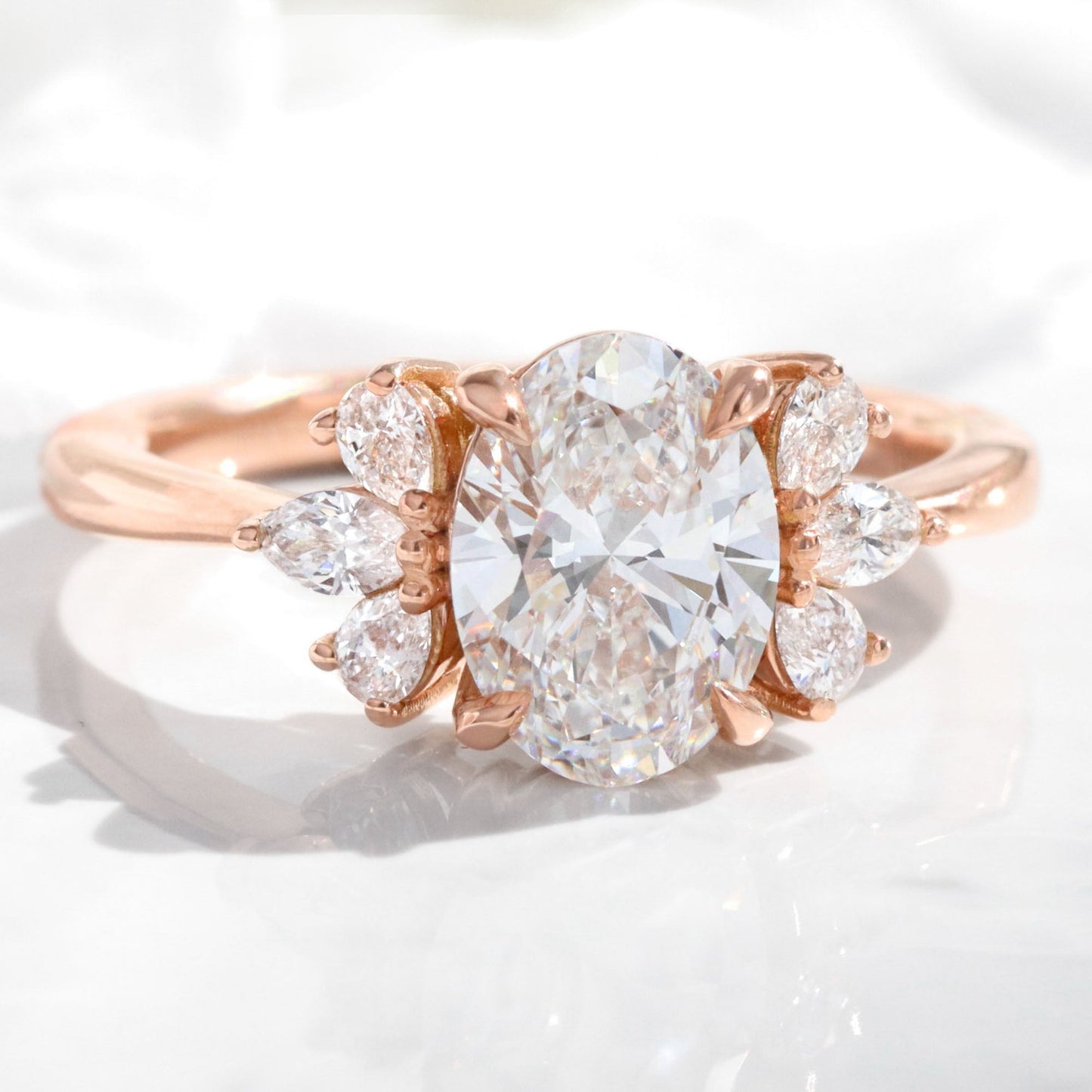 Isabelle- 1.0 CT Pear, Round & Marquise Moissanite Cluster Bridal Ring Set