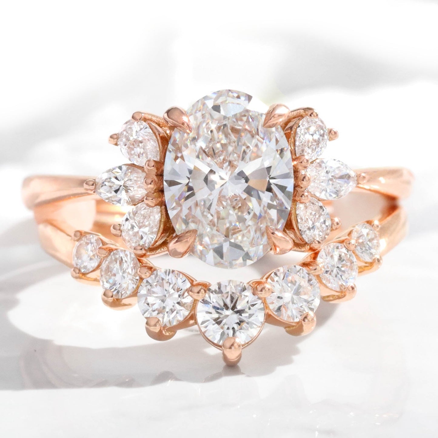 Isabelle- 1.0 CT Pear, Round & Marquise Moissanite Cluster Bridal Ring Set