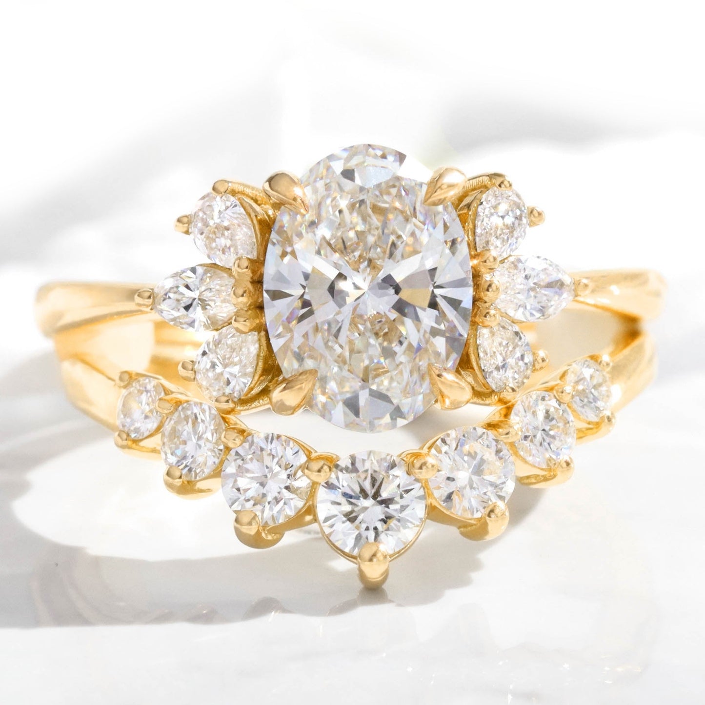 Isabelle- 1.0 CT Pear, Round & Marquise Moissanite Cluster Bridal Ring Set