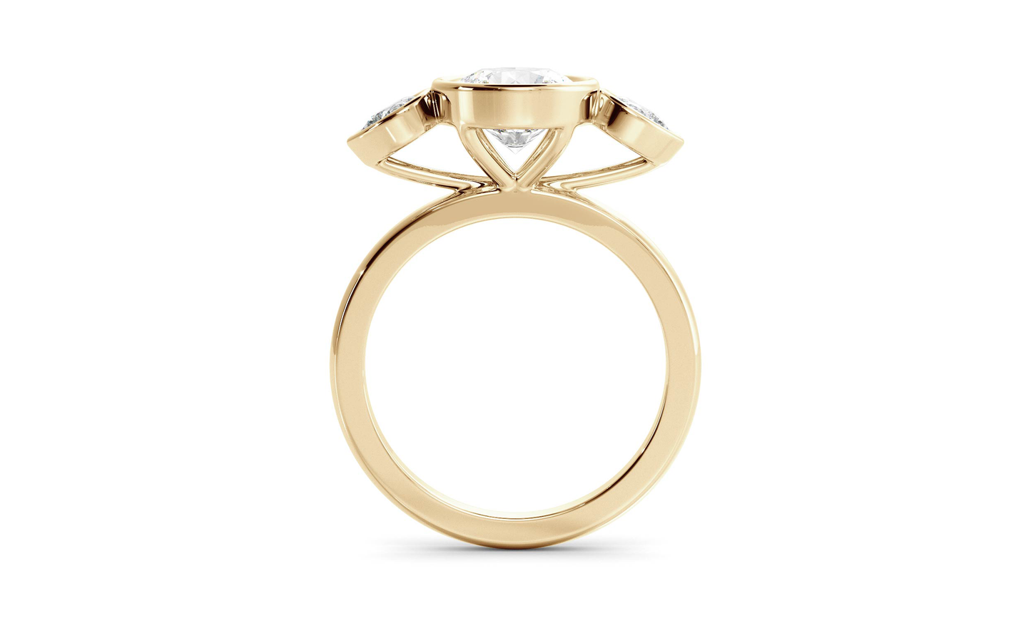 Irene- 1.20 CT Round Bezel Three Stone Style Moissanite Ring