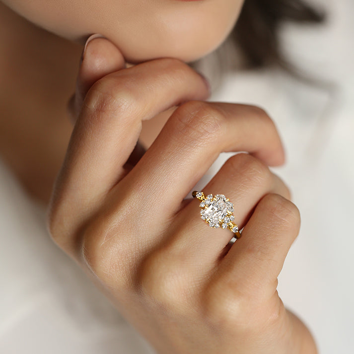 Jesse- 3.0 CT Radiant Cluster Moissanite Ring