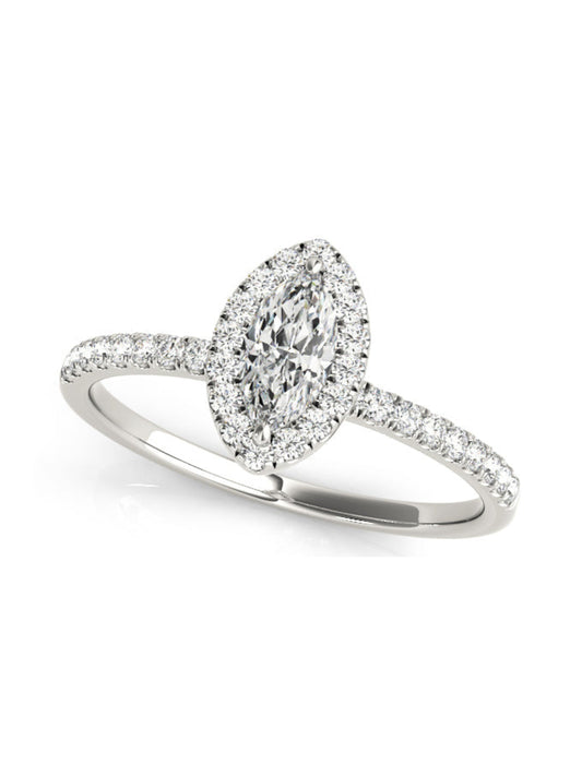 Sharon- 1.0 CT Marquise Halo Pave Moissanite Ring