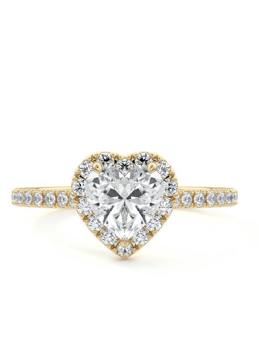 Leroy- 2.20 CT Heart Halo pave Moissanite Ring
