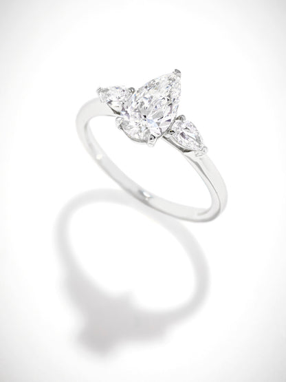 Rhonda- 1.0 CT Pear Three Stone Style Moissanite Ring