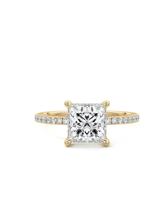 Irene- 2.0 CT Princess Hidden Halo Pave Moissanite Ring