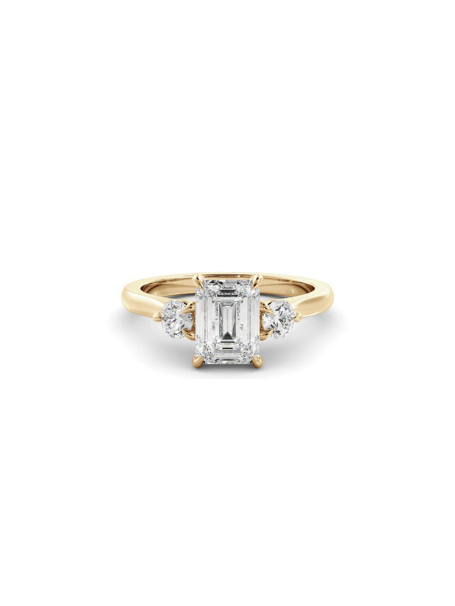 Christine- 1.0 CT Emerald Three Stone Style Moissanite Ring