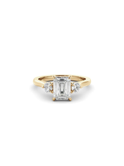 Christine- 1.0 CT Emerald Three Stone Style Moissanite Ring